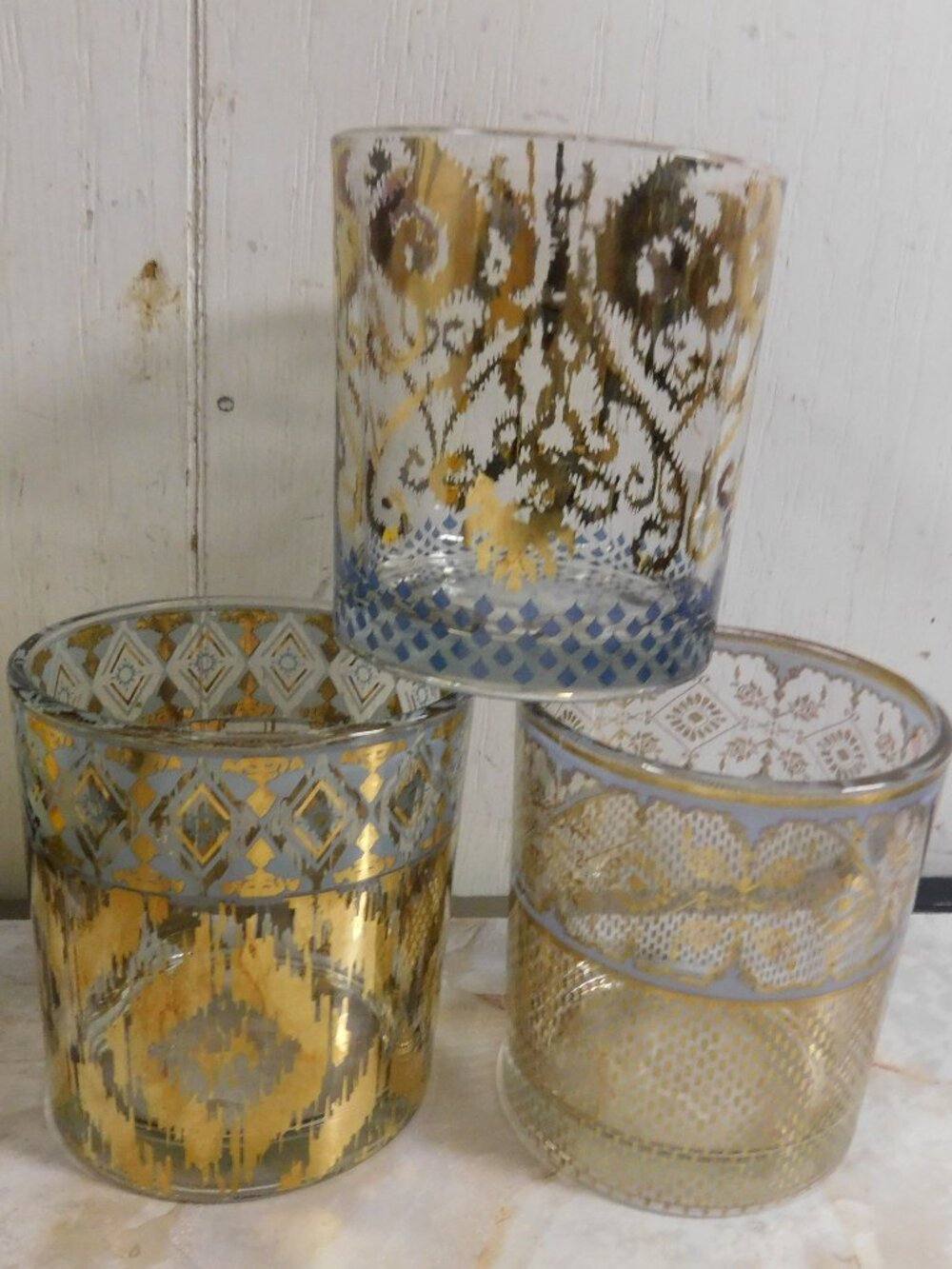 Anthropologie Patina Vie Double Old Fashioned Glasses Set of 3